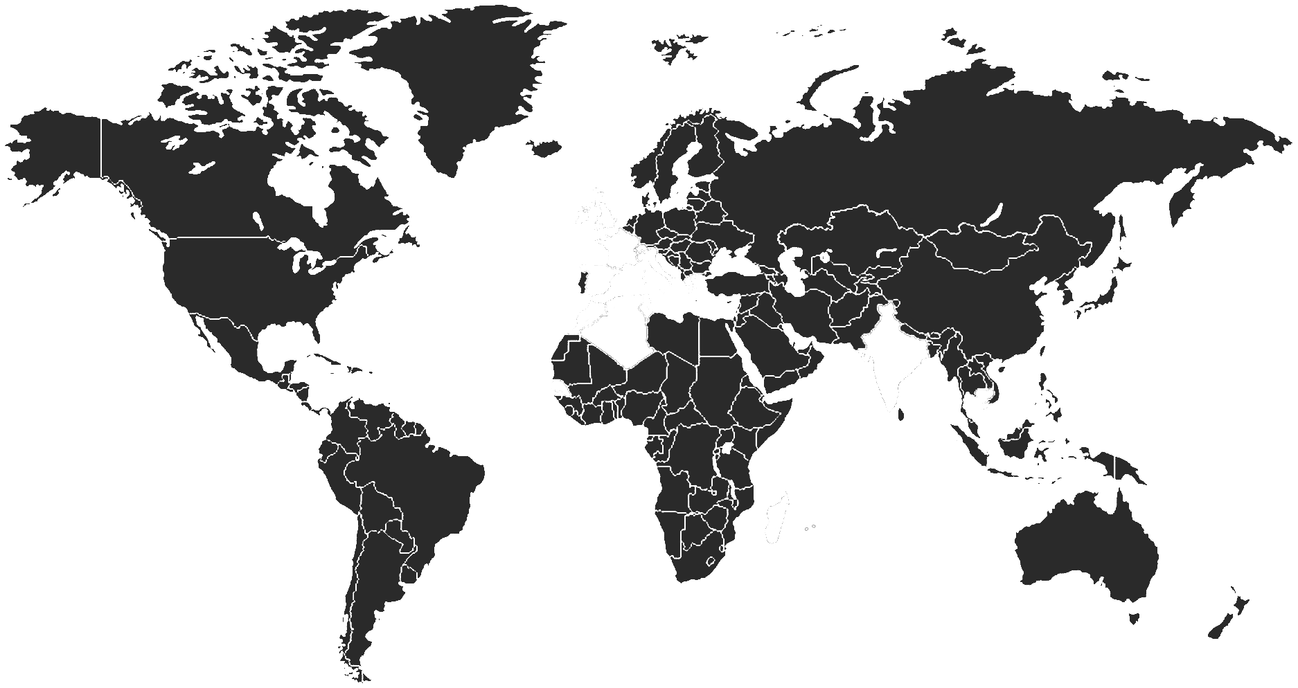 Mappa del mondo che evidenzia i paesi in cui operiamo